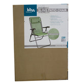 BLISS RECLINABLE SLING PATIO CHAIR W/ PILLOW - GREEN BANANA LEAF - BRONZE FRAME